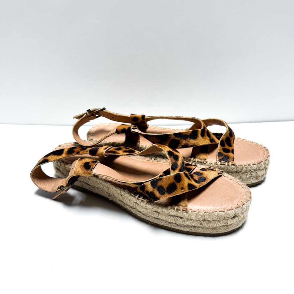 Madewell The Malia Leopard Strappy Leather Espadrilles